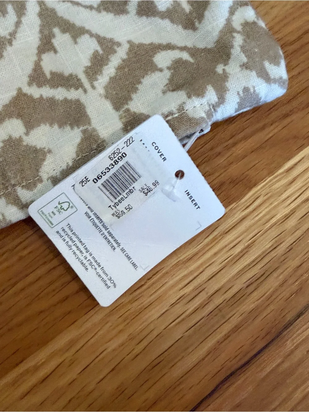 Beige and White Decorative Pillow Cover